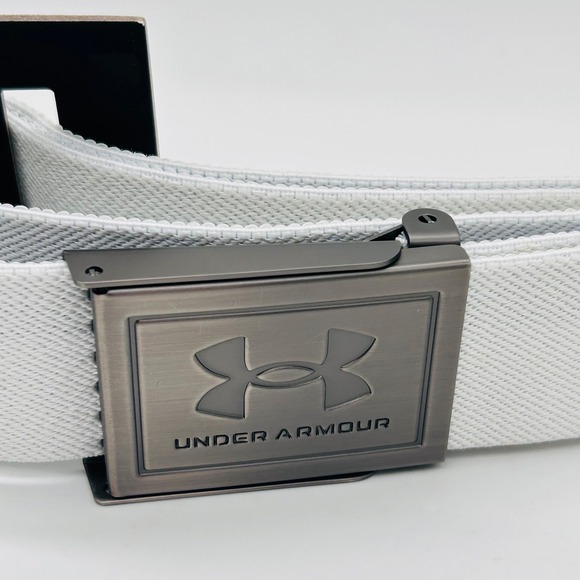 NEW Under Armour Golf Belt Mens OSFM White Webbing Adjustable Reversible - Picture 1 of 7